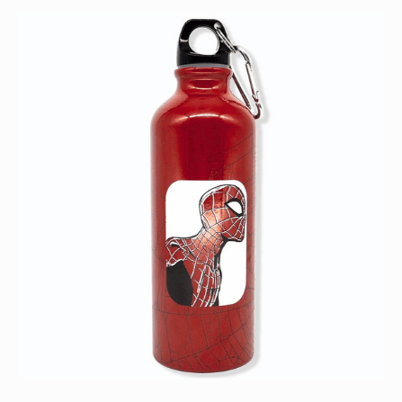 Garrafa Alumínio Homem-Aranha Spider-Man Marvel 500ml com Mosquetão Zonacriativa