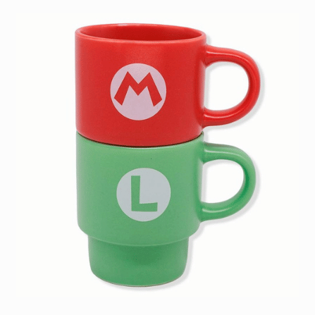 Kit 2 Canecas Empilháveis Super Mario e Luigi 180ml com Suporte Zonacriativa - Imagem 2