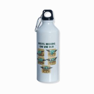 Garrafa Alumínio Baby Yoda Grogu Star Wars 500ml com Mosquetão Zonacriativa